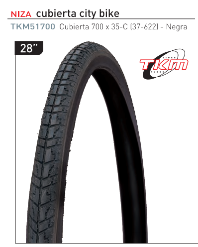 CUBIERTA BICICLETA TKM 700-35 C NIZA NEGRA